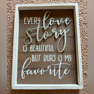 White Wash Love Story Wood Wall Art Frame